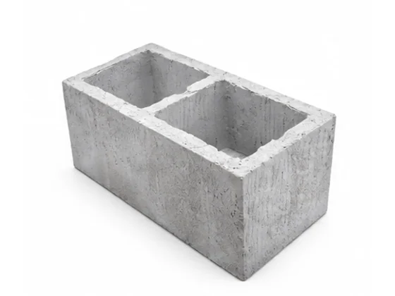Bloco de concreto cinza com duas cavidades